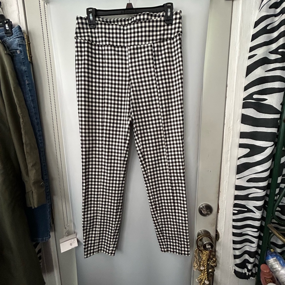 7th Avenue New York and Company, Black and White Checkered Pants, Size M, New